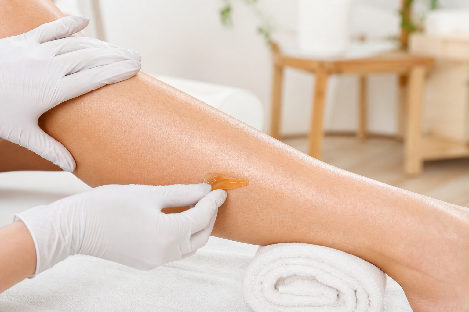 Women's sugaring treatment at ECO Skin Studio