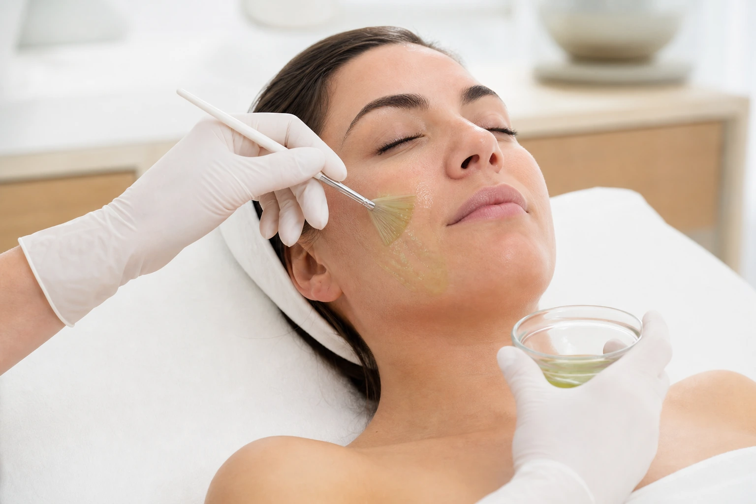 BioRePeel treatment in progress at ECO Skin Studio