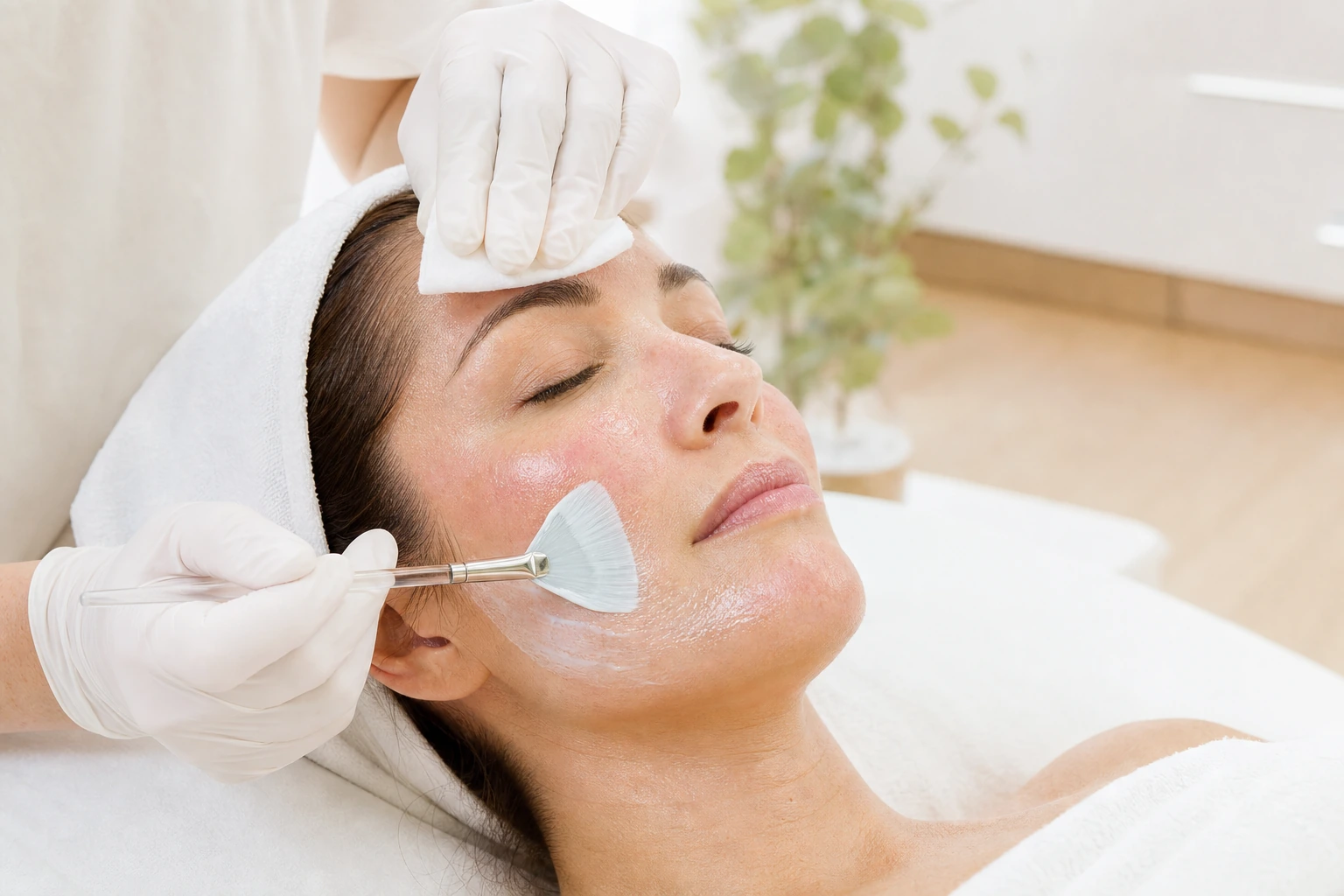 Christina Unstress facial treatment in progress at ECO Skin Studio