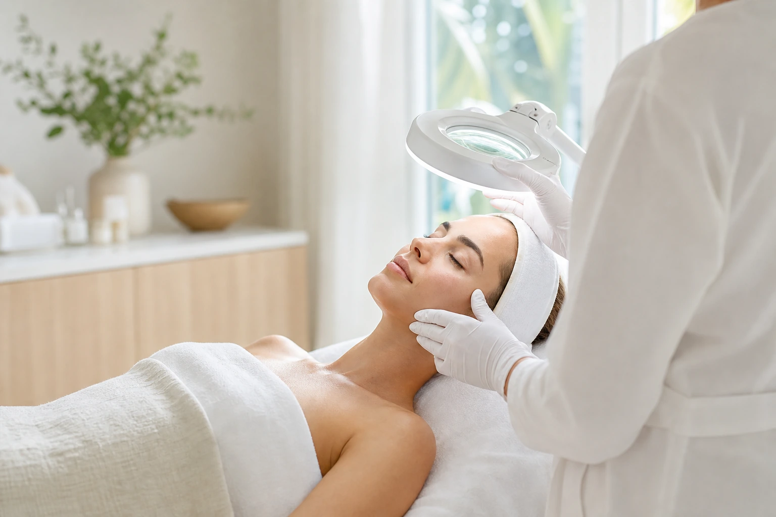 Facial treatment in progress at ECO Skin Studio