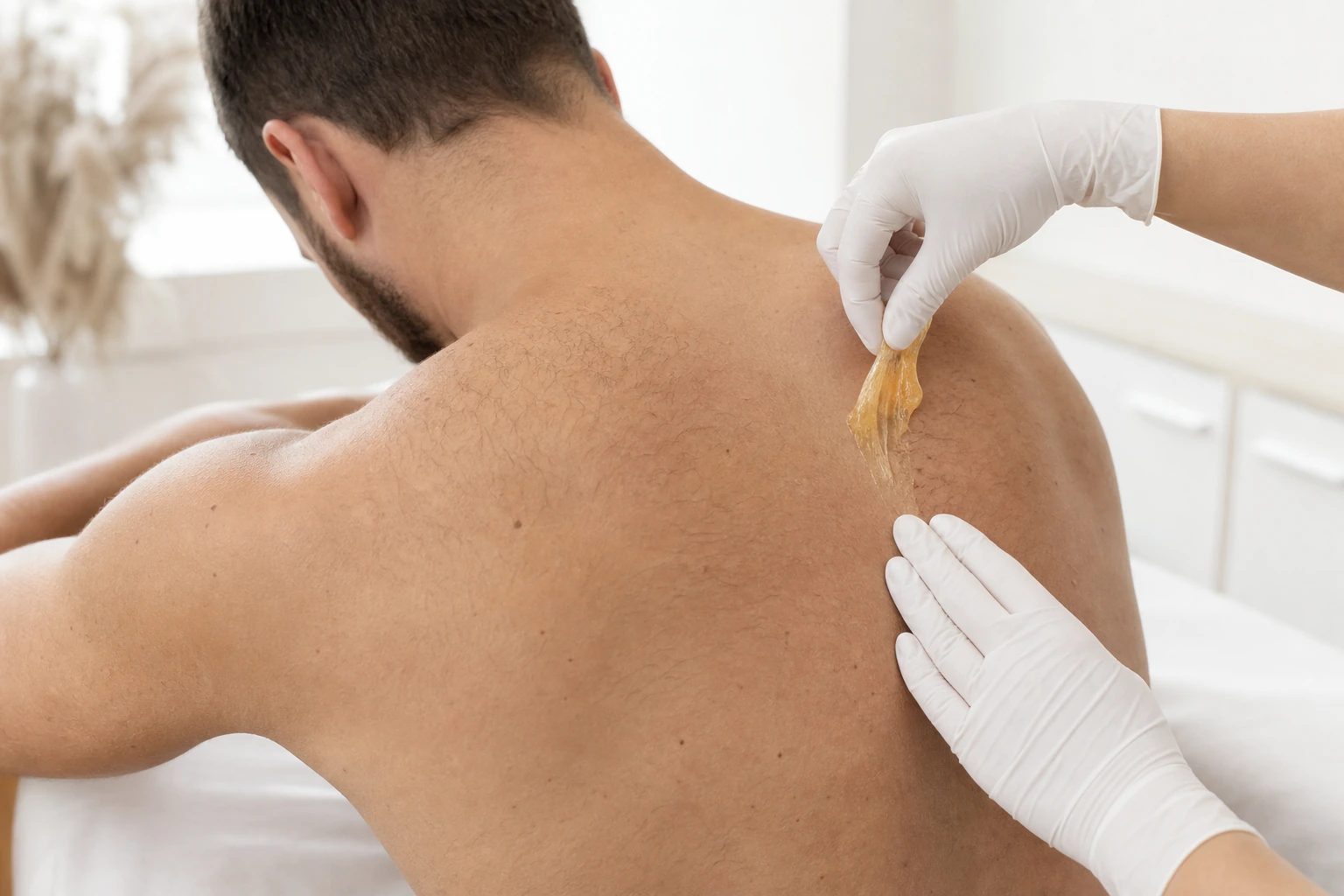Men's sugaring treatment at ECO Skin Studio