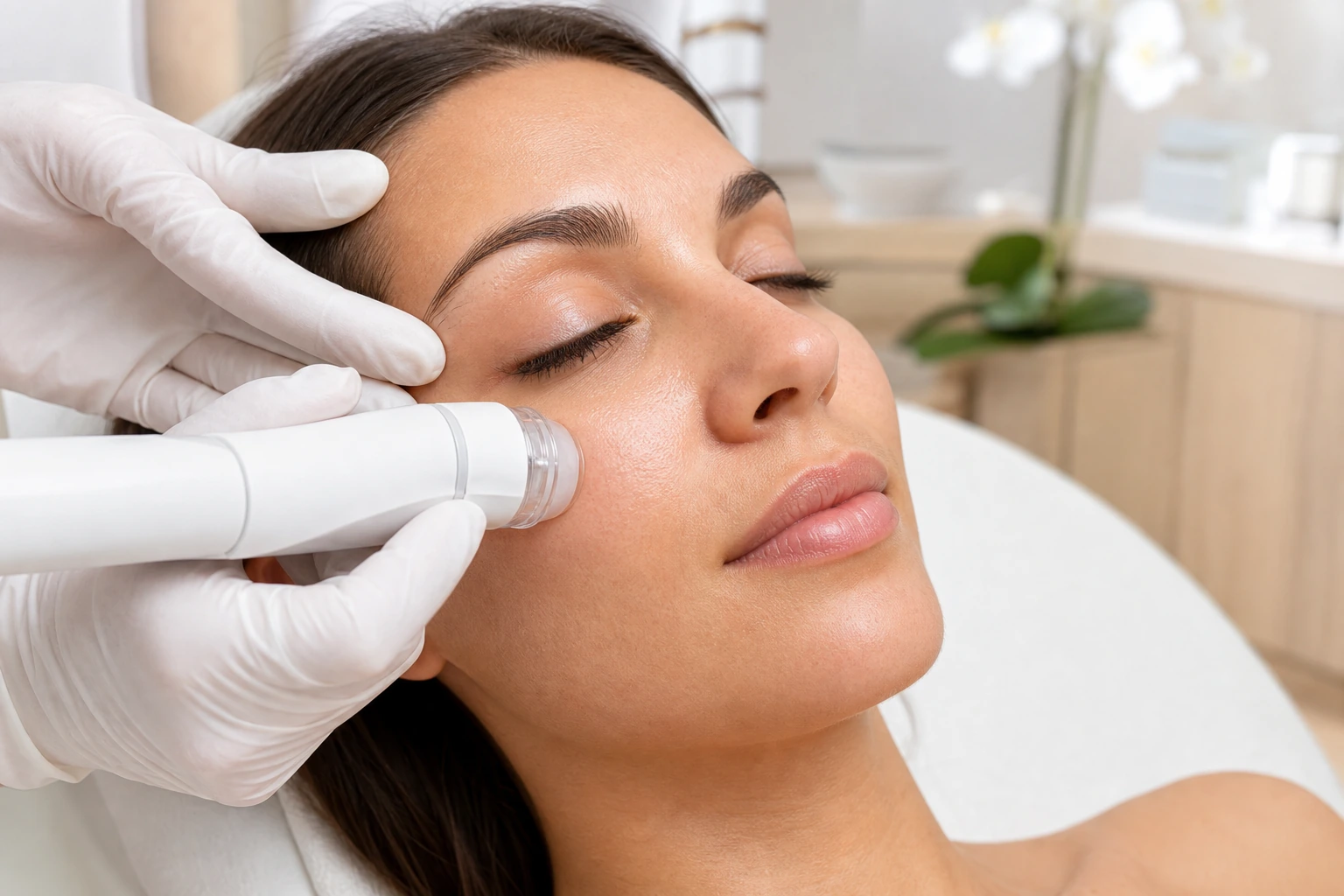 Microneedling treatment in progress at ECO Skin Studio