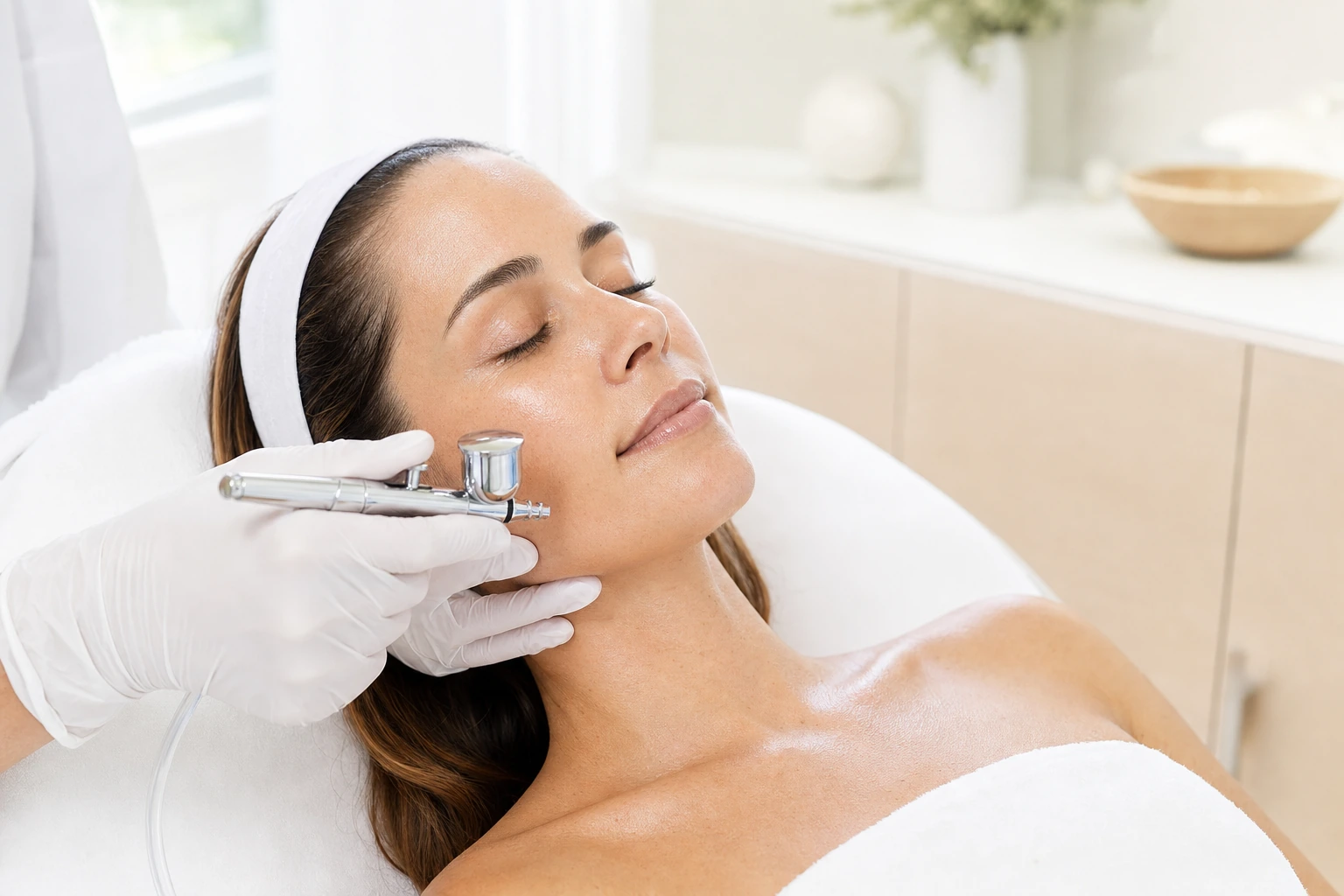 Oxygen facial treatment in progress at ECO Skin Studio