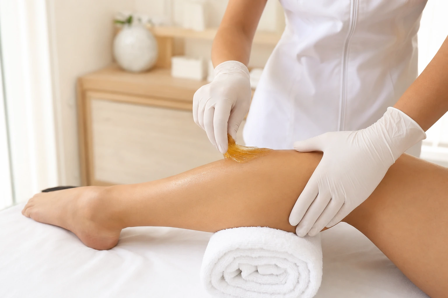 Women's sugaring treatment at ECO Skin Studio